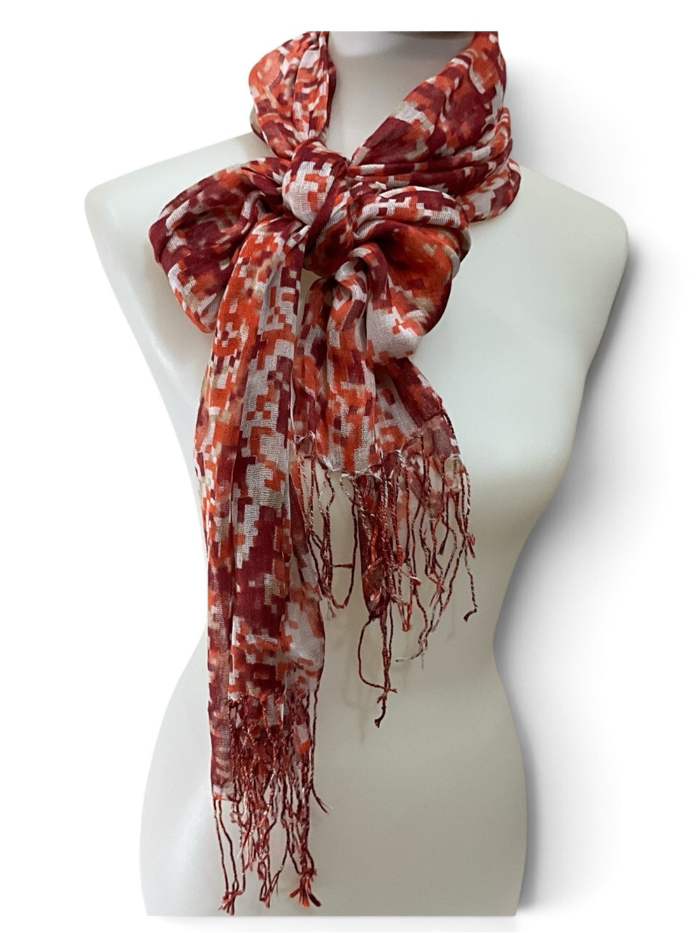 Vineet Vyas Viscose Oblong Scarf Fringe Edge Digital Modern Abstract Print